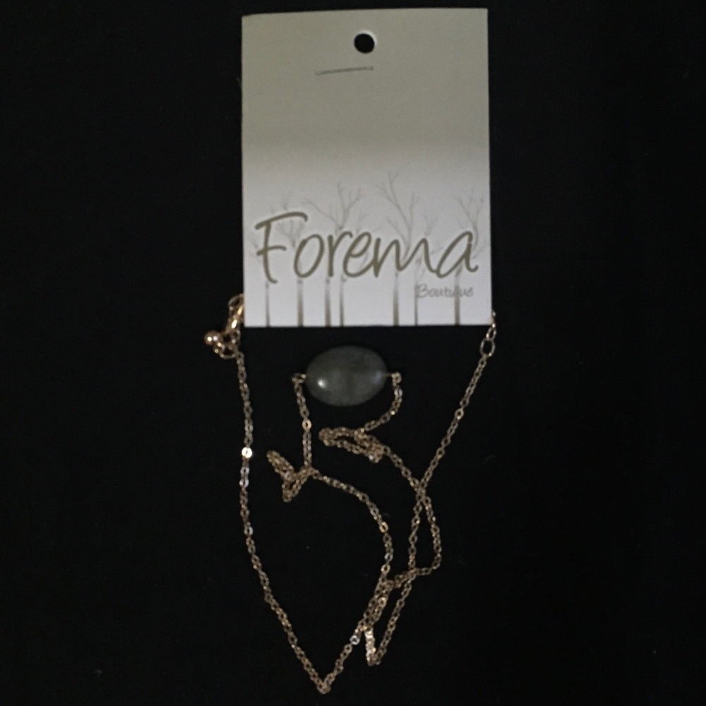 Gold Necklace With Gray/Green Stone
